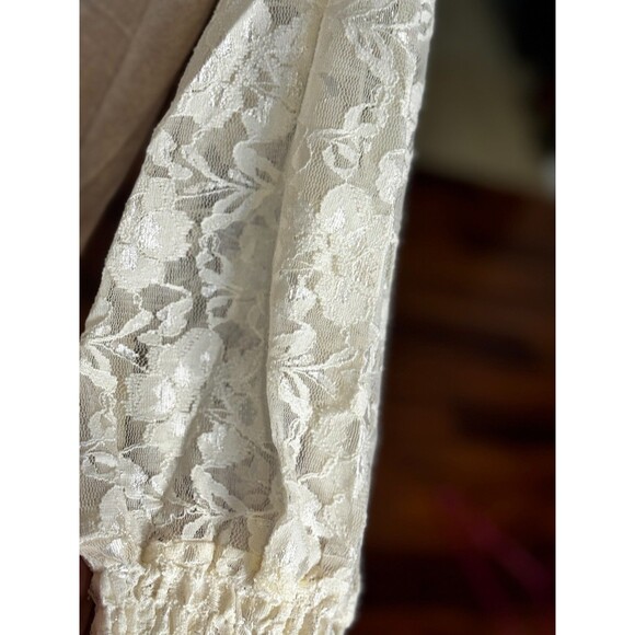 Origami boho lace sleeve pull over dress Nylon/spandex  Xl beige Cotagecore - Picture 7 of 13